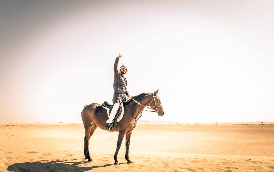 horse riding in the Moroccan desert