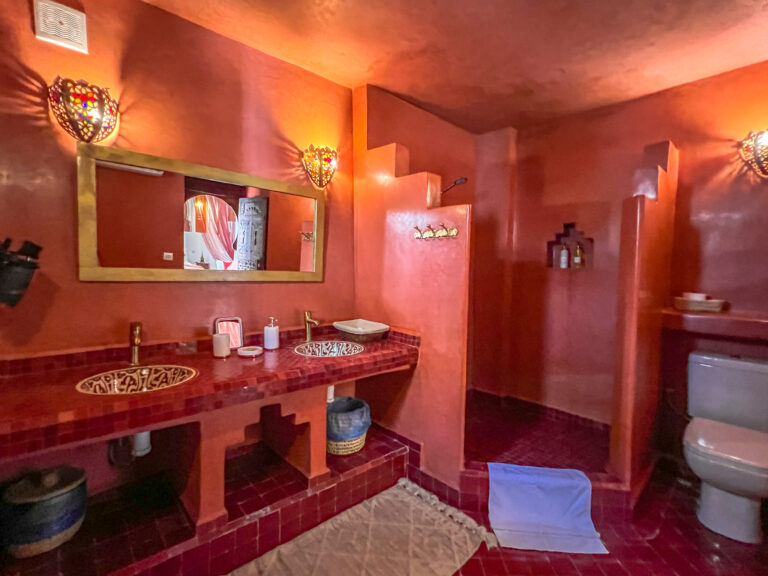 Triple en suite room in the medina of Marrakech.